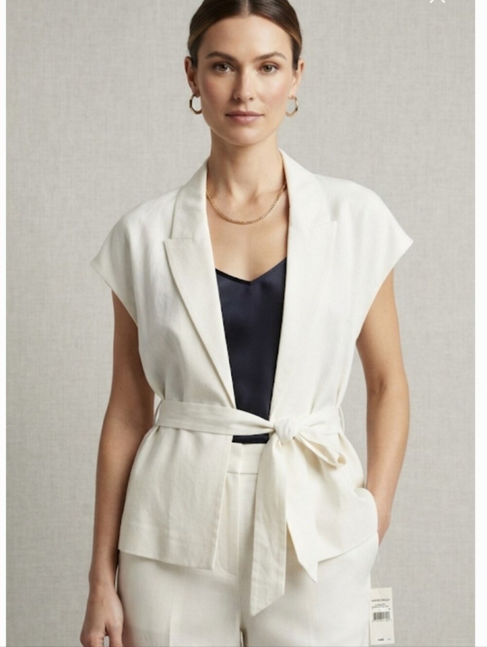 Nordstrom Off White Linen Blend Size Large‎